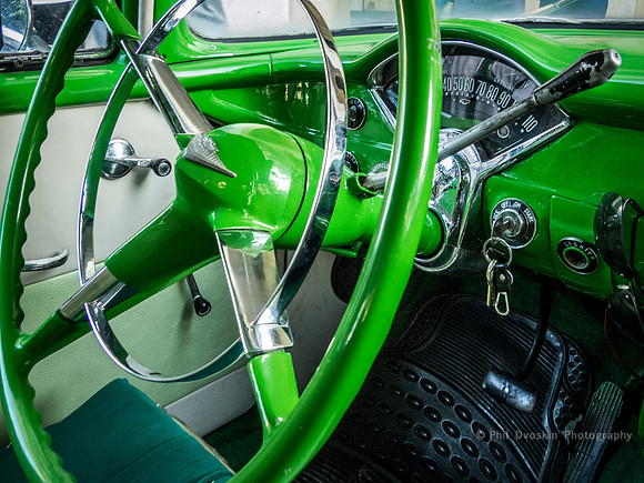 Interior view  Green Chevy